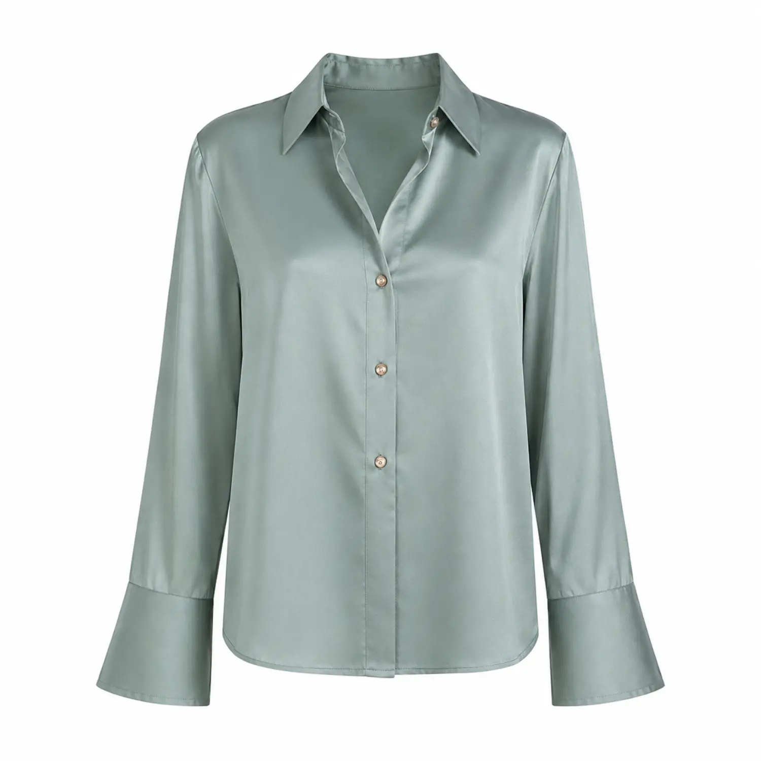 CAMISA SATEN VERDE AGUA